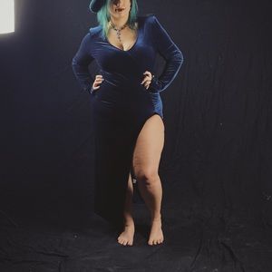 Long Blue Velvet Dress // Long Sleeve // Plus 2xl